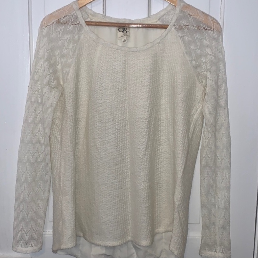 ANTHROPOLOGIE ONE SEPTEMBER IVORY LACEY BOHO TUNIC TOP